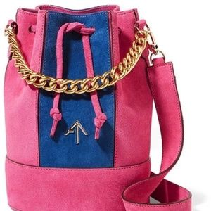 Manu Atelier Pink and Blue Bucket Bag